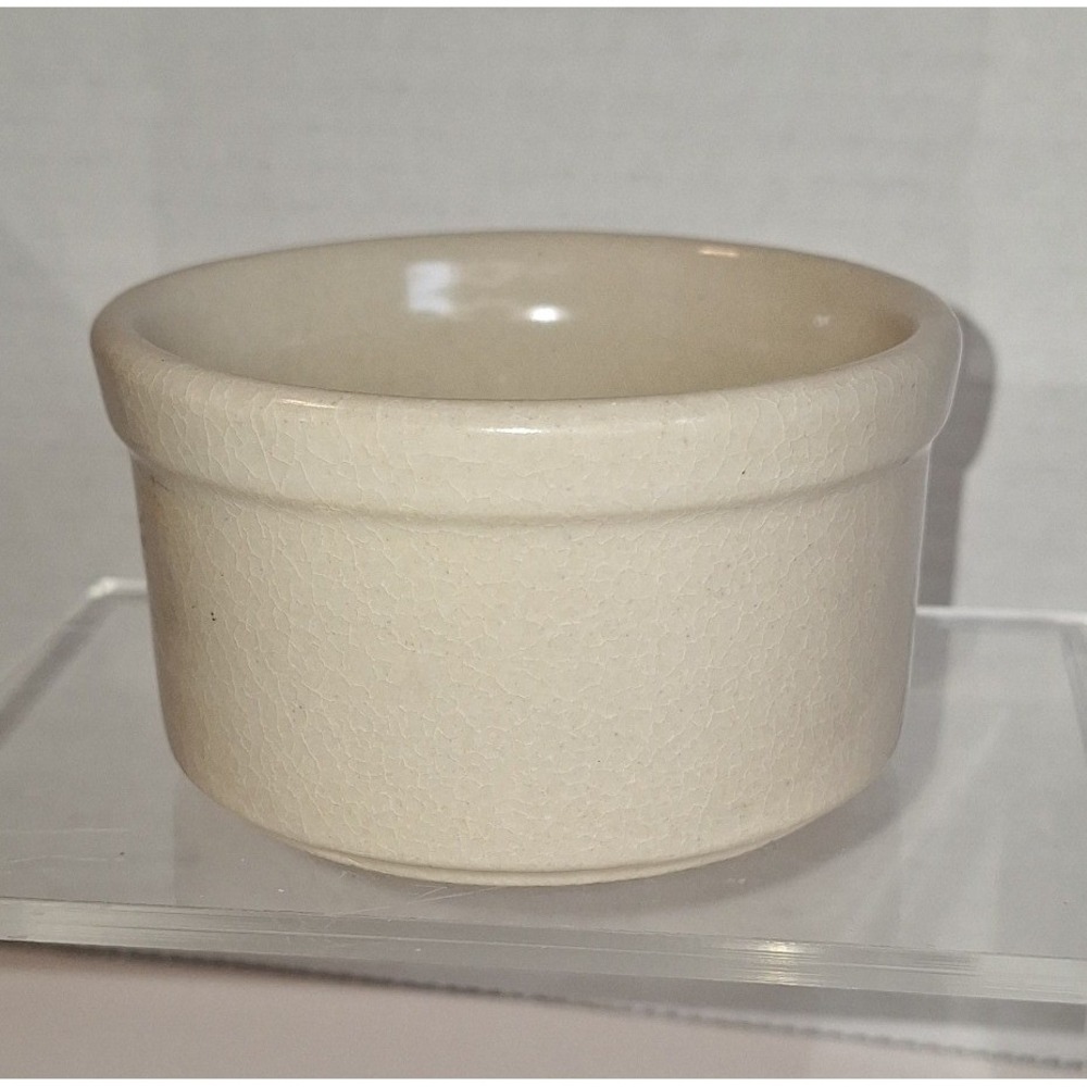 Vintage RRP Co Roseville Ohio Pottery Cream Stoneware Ramekin Custard Cup USA